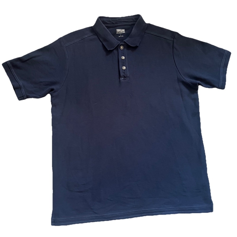 Kirkland Signature Polo Shirt Blue Large Business Casual Golf Men Clothing